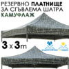 Камуфлажно платнище за шатра 3x3 – Водоустойчиво и UV защитено покривало за градинска сгъваема тента