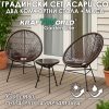 Луксозен Градиснки Комплект Acapulco – Два Кафяви Стола и Кръгла Маса от Ратан и Метал