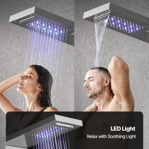 Душ панел с хидромасаж и LED, 5 в 1 с дъжд, водопад, хидромасаж и ръчен душ, неръждаема стомана - Image 7