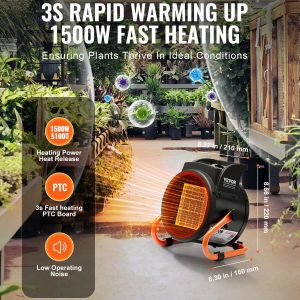 Електрически отоплител 2000W за оранжерия с вентилатор и термостат - Image 9