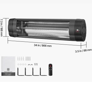 Инфрачервен отоплител 2500W с 3 степени, дистанционно и таймер - Image 4