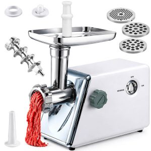 Електрическа месомелачка KraftWorld KW-2955, 2000W, с 3 решетки, приставка за домати и фуния - Image 9