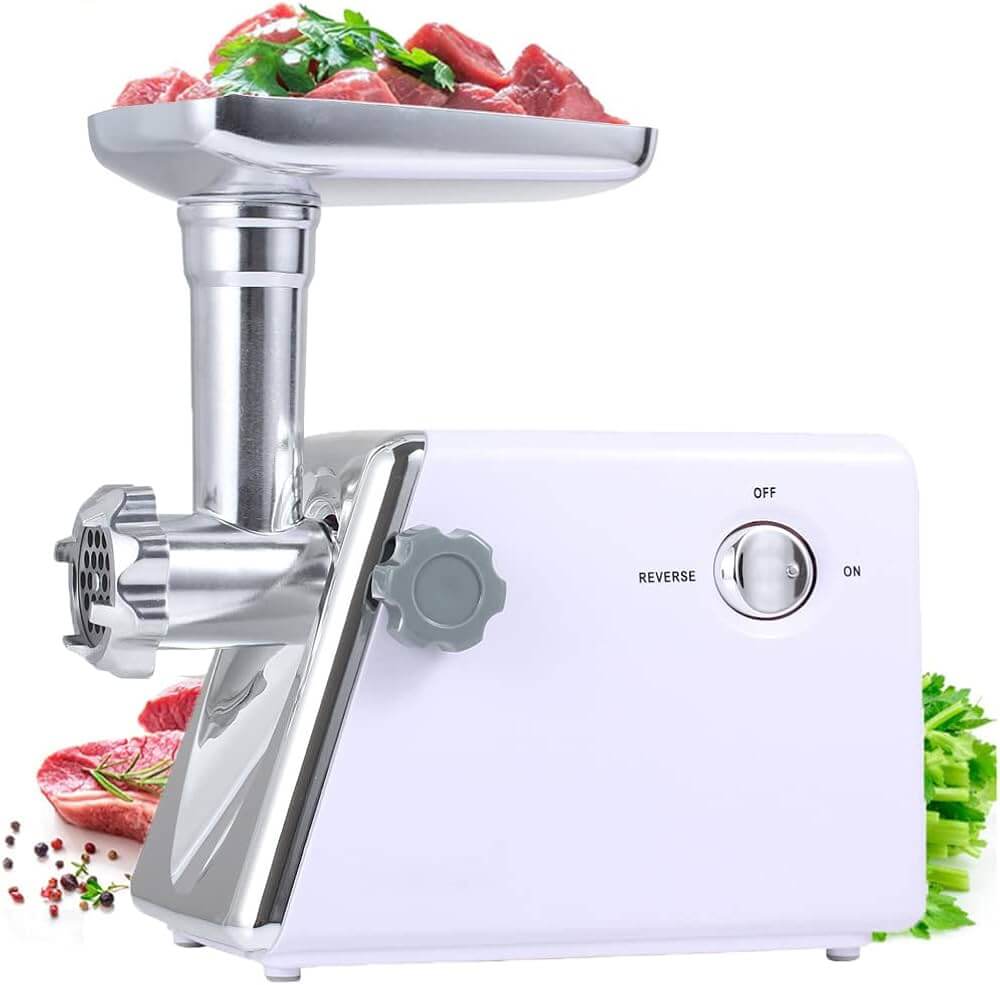 Електрическа месомелачка KraftWorld KW-2955, 2000W, с 3 решетки, приставка за домати и фуния - Image 12