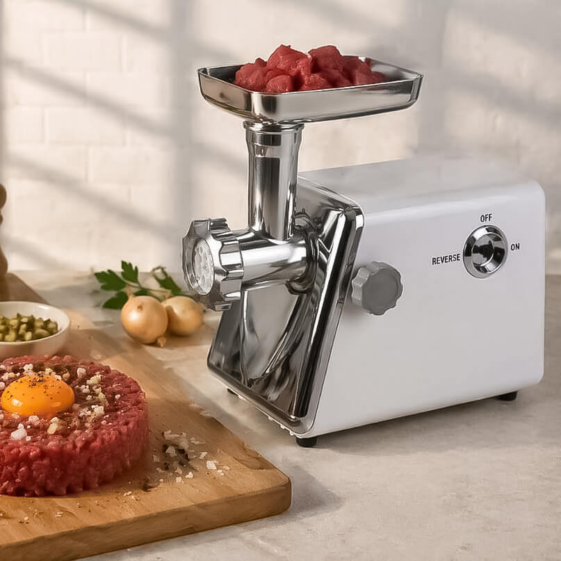 Електрическа месомелачка KraftWorld KW-2955, 2000W, с 3 решетки, приставка за домати и фуния - Image 3
