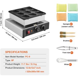 Уред за 9 мини палачинки Ø76 мм, 850 W с термостат и таймер - Image 8
