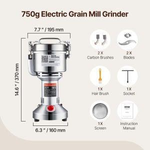 Електрическа мелачка за зърно и подправки 750 г, 2000 W - Image 8