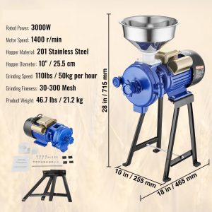 Електрическа мелница за зърно 3000 W, до 50 кг/ч – сухо смилане - Image 7